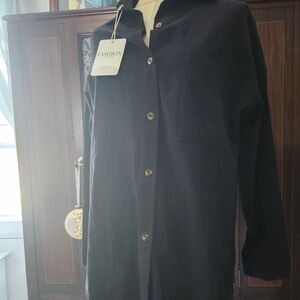 Nwt, cotton/linen blend, woman's sz small button down shirt, black